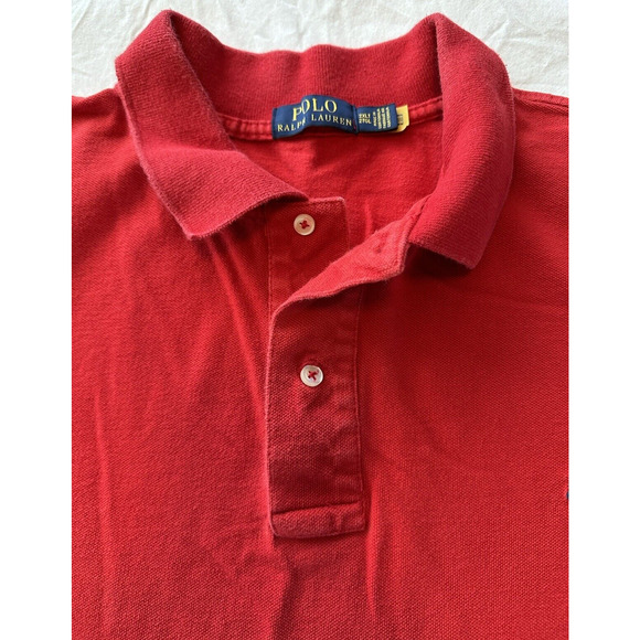 Polo Ralph Lauren, Golf Shirt Mens 2XLT Red w/Navy Blue Pony Preppy - Picture 4 of 12